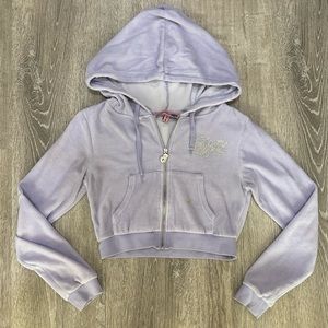 bratz x dolls kill velour cropped zip up hoodie